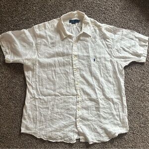 Polo by Ralph Lauren 100% Linen Men’s XXL White Linen Short-Sleeve Shirt
